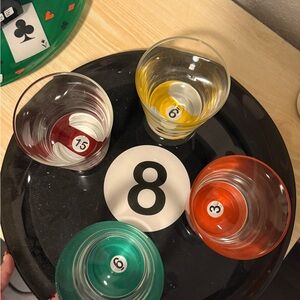 Vintage Billiards Set Cups and Plate